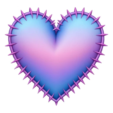 Stitched thorny wired pastel pink-violet-blue-gradients heart sticker