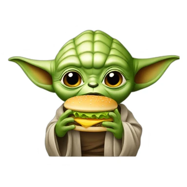Yoda eating hamburger sticker