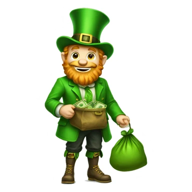 leprechaun with bag of money sticker