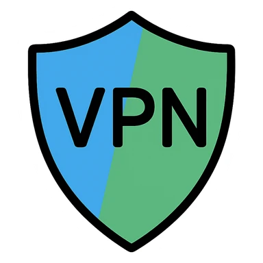 VPN shield icon, modern, secure, digital, blue and green color scheme sticker