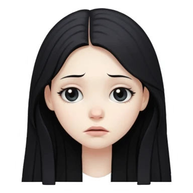 Pale girl with long black hair sad sticker