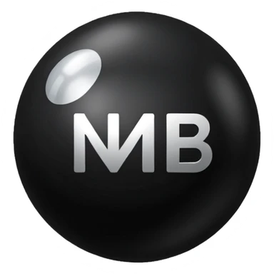 Black Ball with MB written on in the middle of it. Nothing else no holes or anything. sticker