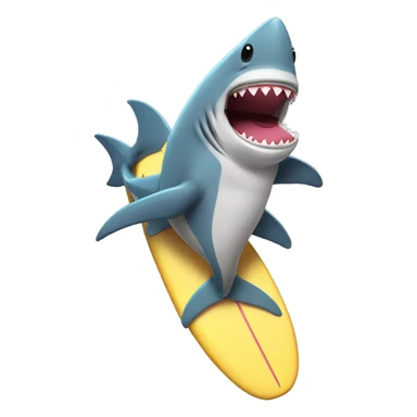 Shark surfboarding with a tutu sticker