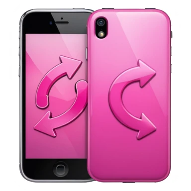 two pink cellphones switching with each other shown by arrows sticker