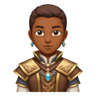 DnD character. The composition is centered, showing only the head and chest, ensuring perfect symmetry and alignment. The character's outfit is completely visible without being cut. sticker