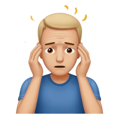 An overwhelmed man touching his forehead with his hands sticker