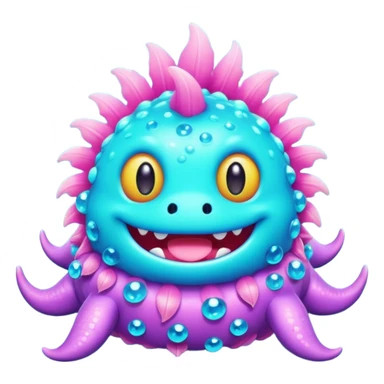 neon pastel kawaii bedazzled sea monster with fur    sticker