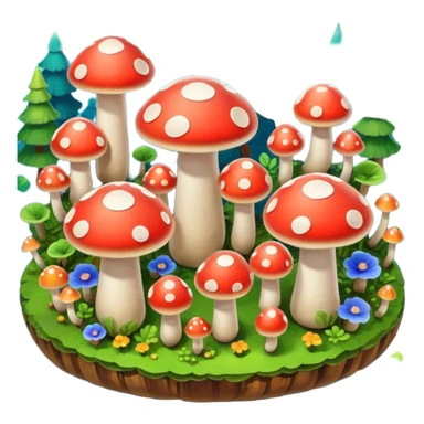 Isometric view mushroom forest sticker