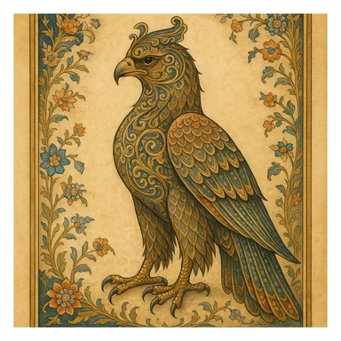 majestic eagle of Persia inspired by Persian art with intricate details and regal pose sticker