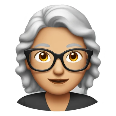 Grandma emoji, wearing cat-eye shaped rim glasses and long red hair sticker