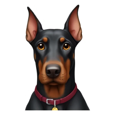 Doberman with burgundy collar sticker