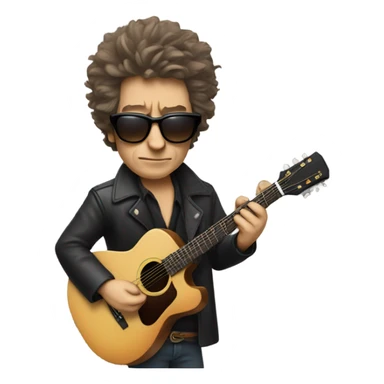 bob dylan with sunglases and guitar sticker