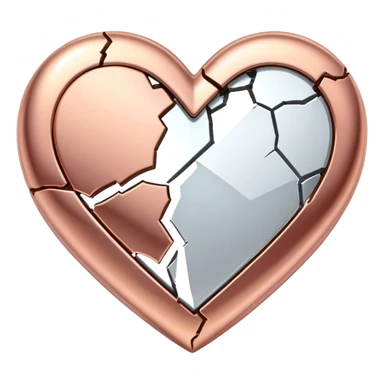 Rose gold heart with a cracked broken design sticker