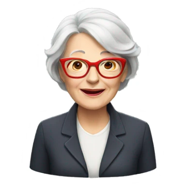 Older white woman with red glasses sticker