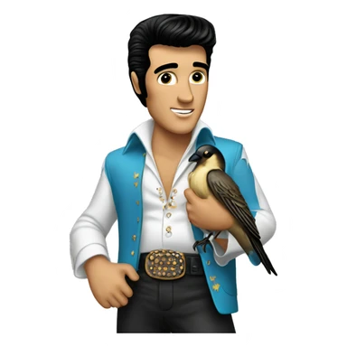 Elvis holding a finch  sticker