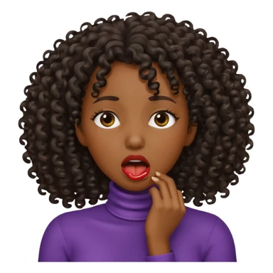 black women choking herself curly hair sticker