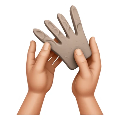 Sculpting icon, clay being shaped by hands, sculpting tools, textured surface, minimalistic style, clean lines, transparent background. sticker