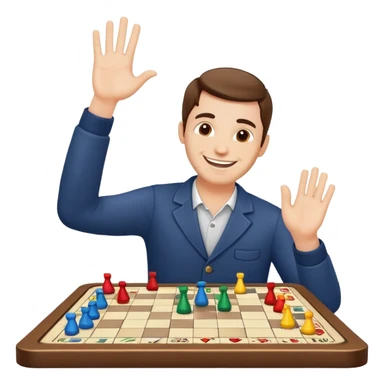 Board game man raising hand  sticker