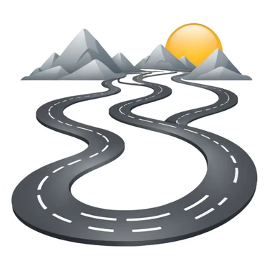 Clean roadmap icon emoji with curved path and milestones, modern corporate style sticker