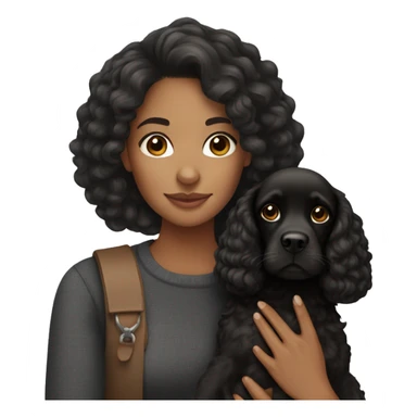 Mixed race woman holding black cocker spaniel  sticker