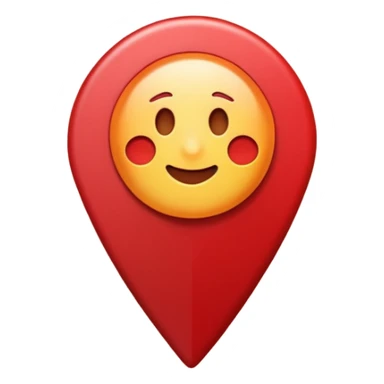 Emoji of a location pin, iPhone emoji style. Flat design, smooth gradients, rounded edges, soft shadows, clean look, white background sticker