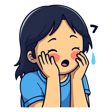 a girl crying in pain, sad, tears streaming down face sticker