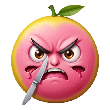pink angry lemon with a knife sticker