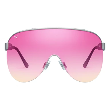 retro Y2K shield visor sunglasses with pink gradient lens, frameless sticker