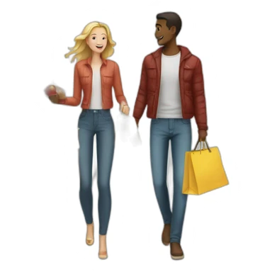 white couple shopping together sticker