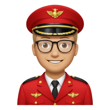 Smiling military man with glasses in red uniform sticker