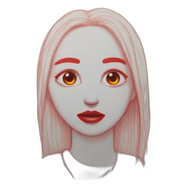 Drawing sketch on paper red crayon sticker