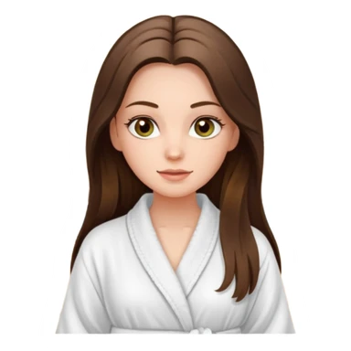 pretty white long brunette hair girl with hazel eyes in a bathrobe  at the spa sticker