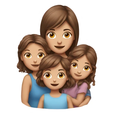 Brown hair girl with boy and baby girl  sticker