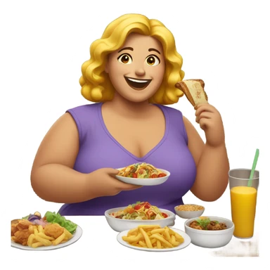 Fat woman eating sticker
