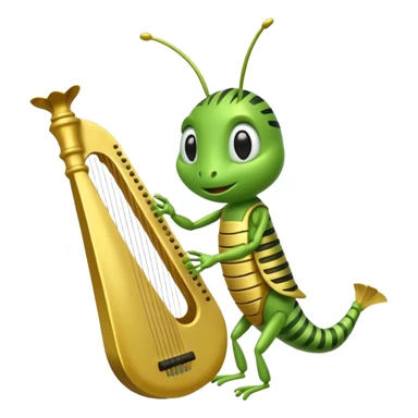 grasshopper playing lyre sticker