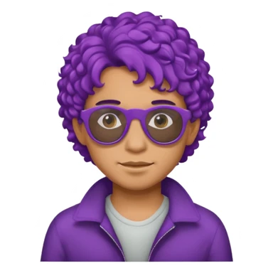 purple haired, curly haired mexican boy with sunglassess sticker