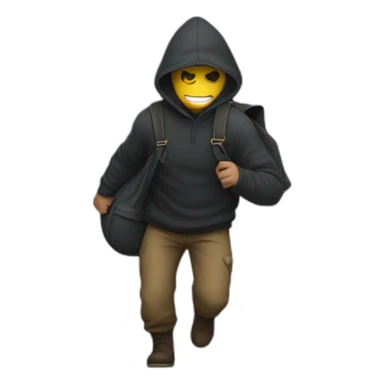 emoji of a thief carrying a bag of money on his back sticker