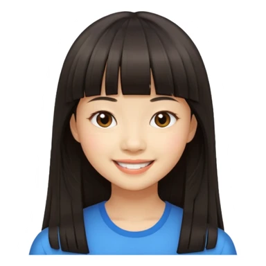 asian girl blunt fringe long hair sticker