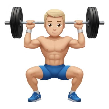 white man doing squat workout, athletic pose sticker