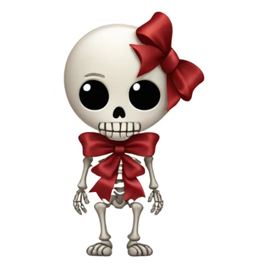 Cute skeleton w dark red bow on head sticker