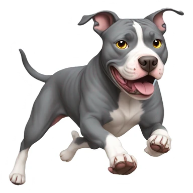 Grey pitbull chasing multicolored cat sticker