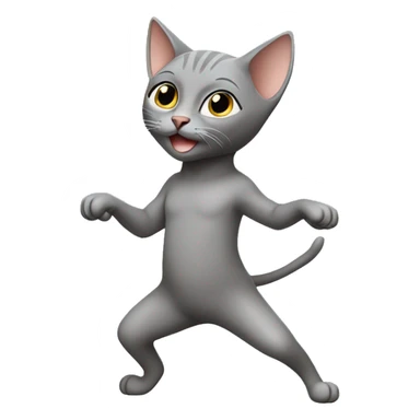 Gray hairless cat dancing  sticker
