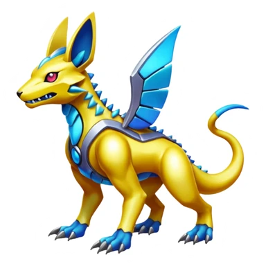  exotic colorful Protogen-Fakémon-Pokémon-Spectrobes-Digimon-Vernid-creature (full body) sticker