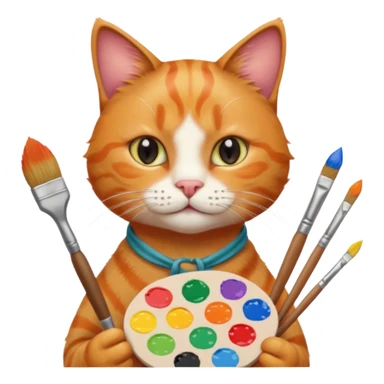 A cat holding brushes and a colour pallete because he is an artist sticker