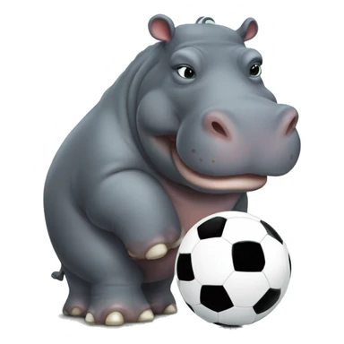 hippo as soccer player sticker
