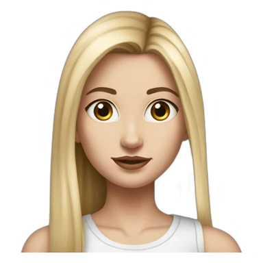 caucasian woman, with long straight hair, blonde hair, brown eyes, white tank top, gray tight mini skirt, black shoes, hyperrealist drawing sticker