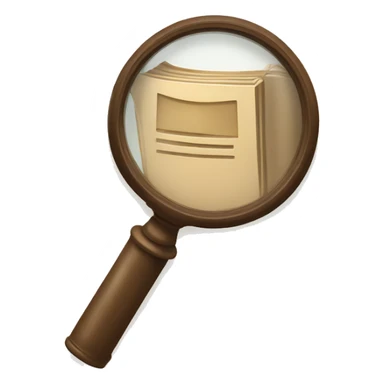 A book in beige tones with a magnifying glass on it sticker