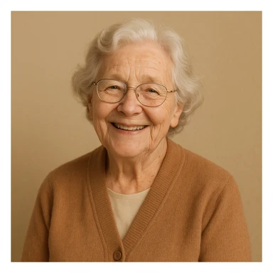 gentle and warm grandma, smiling, simple background sticker