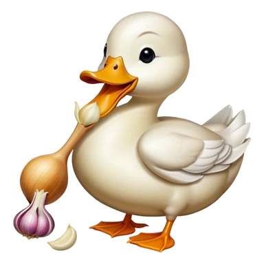 Duck eating garlic sticker