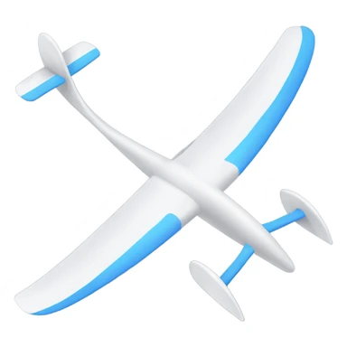 Glider with long thin wings, no wheels and a t-tail sticker
